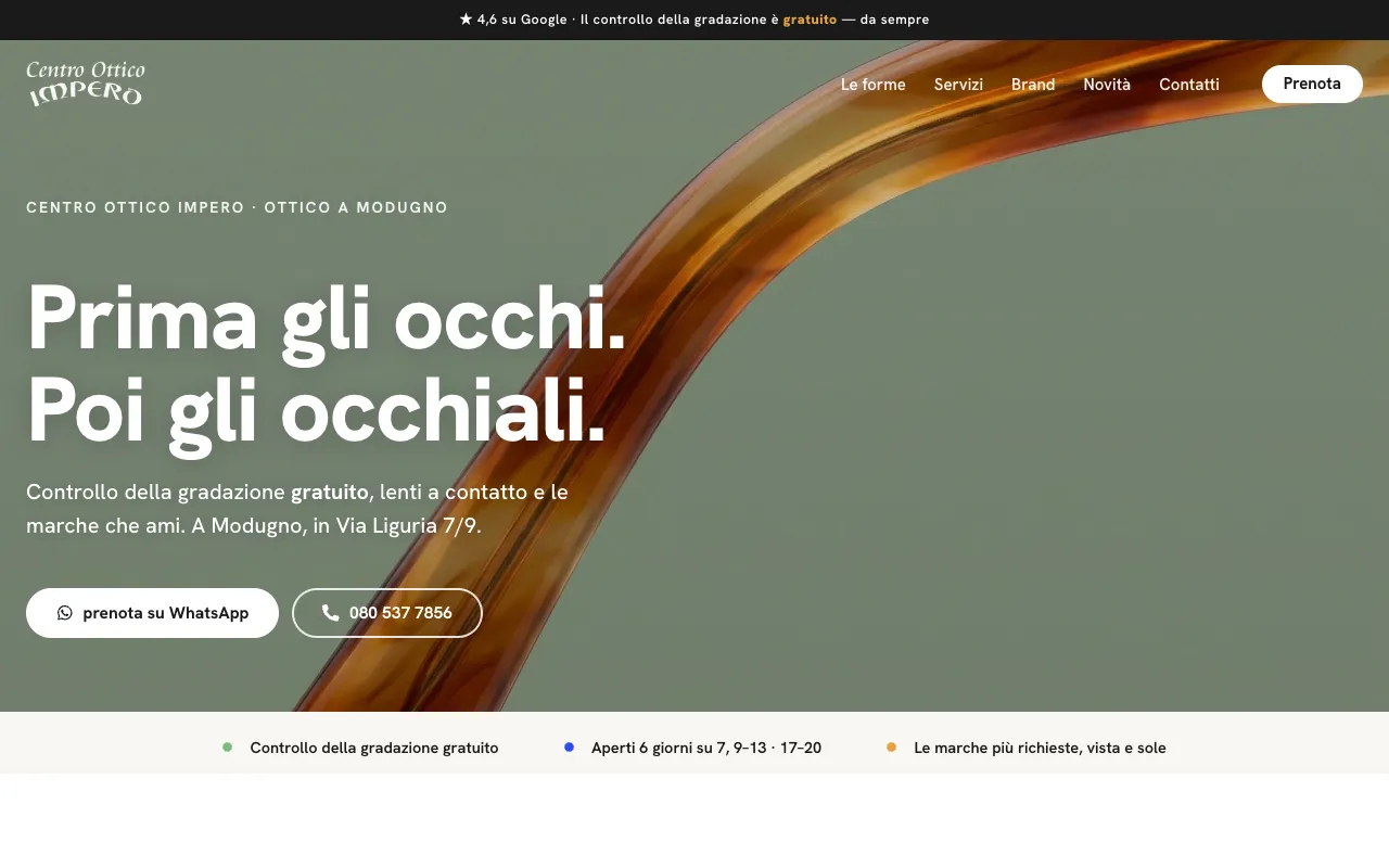 Anteprima del sito Ottica Impero — progetto ColonnaWeb